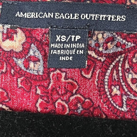 American Eagle XS Red Boho Floral Puff Sleeve Mini Dress - Picture 11 of 12